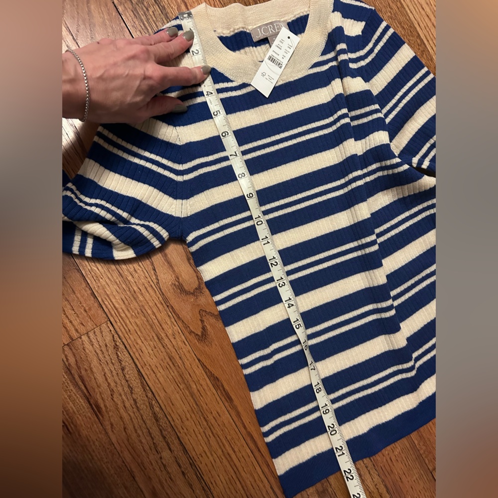 J. Crew Carolyn three-quarter sleeve sweater in striped merino wool - Picture 9 of 10